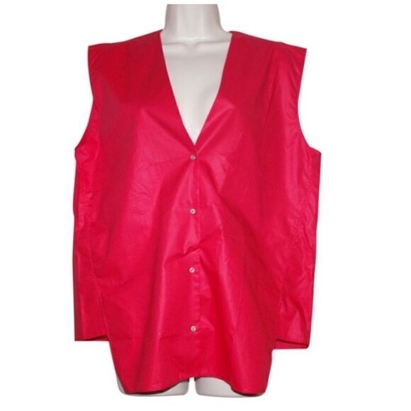 Helmut Lang Red Asymmetrical Sleeveless Buttondown - Picture 1 of 4